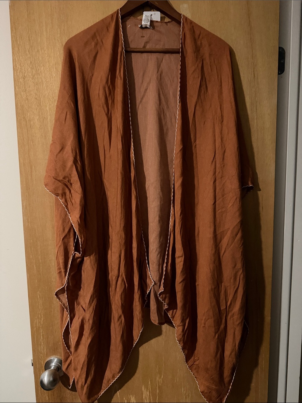 Open-Front Rust Kimono Shrug